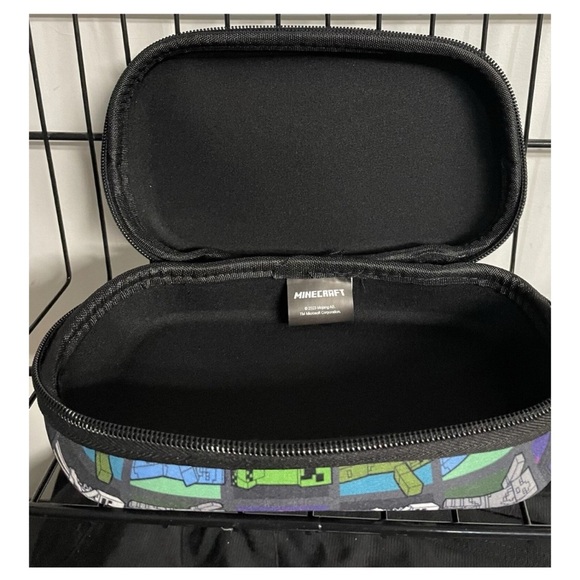 Minecraft Pencil Pouch Unisex Soft Case Zip Closure Blue Green 4.5" x 8" - Picture 4 of 6